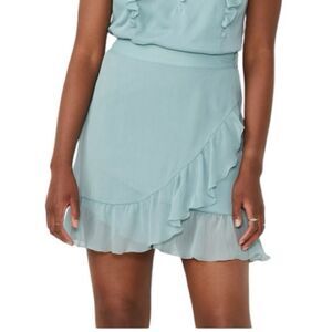 Lauren Conrad Ruffled Mini wrap Skirt size large midi  lining side zip elastic